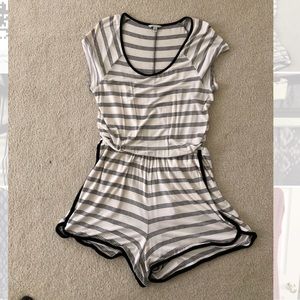 American Eagle blue and white striped romper (XL)